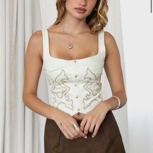 Elegant White Embroidered Women's Top